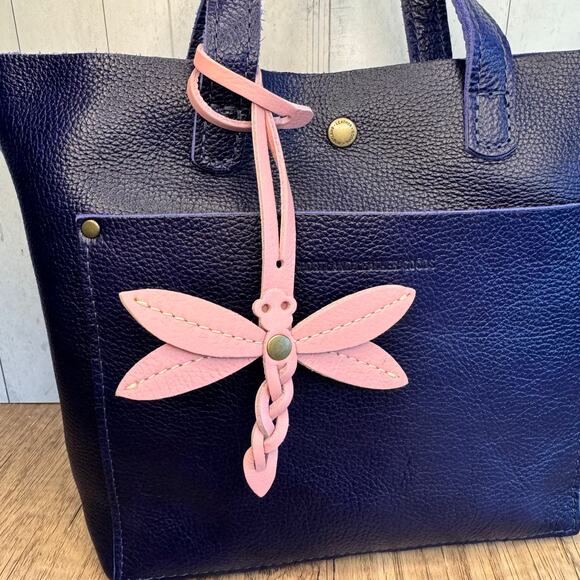 Portland Leather Dragonfly Charm VINTAGE PINK Purse Charm FAST SHIP Bag Charm - Picture 2 of 6